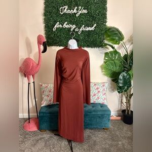 Eloquii Rust Long-Sleeve Maxi Dress